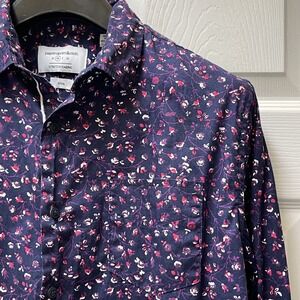 Paper Denim &‎ Cloth Men's Medium Navy Blue Floral Stretch L/S Button Down Shirt